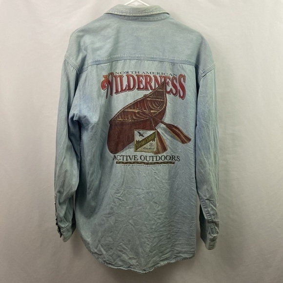 Vtg Eddie Bauer Blue Jean Sz L Button Up Shirt - Picture 2 of 13